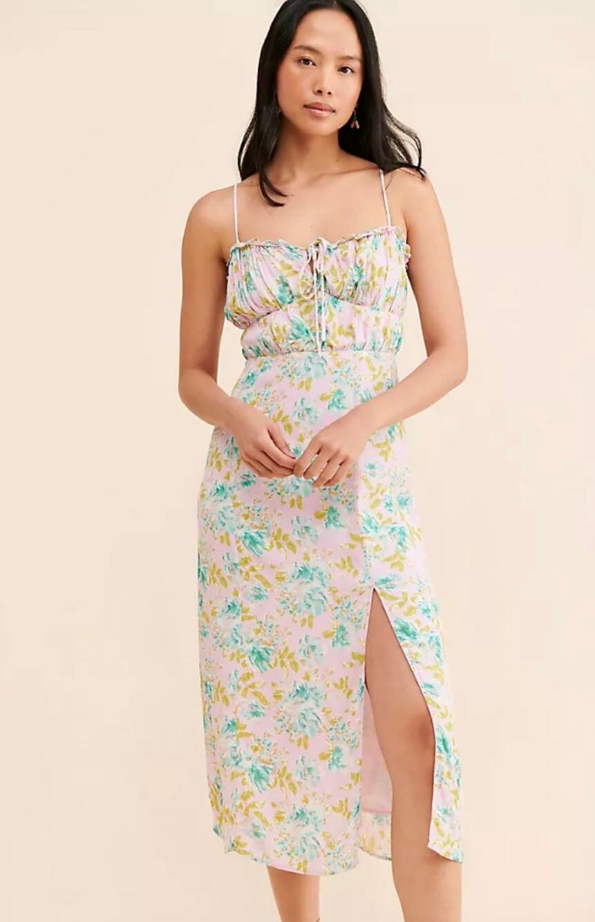 NWOT ASTR The Label Verana Floral Midi Dress Pink Cutout Back Size Small